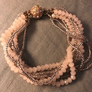 Pink & Gold Multistrand Beaded Bracelet